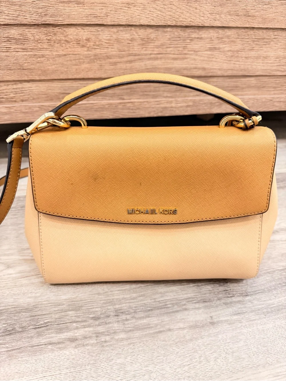 Michael Kors Tan & Blush Top-Handle Satchel